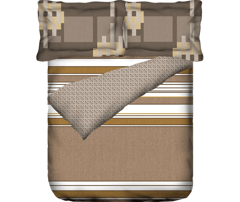 Beige & Brown Woven Print Striped Comforter King Size Comforter