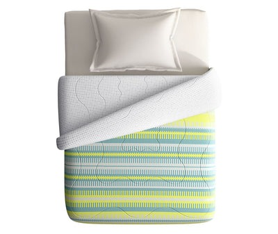 Teal & Lime Trendy Print Single Size Comforter (100% Cotton, Reversible)