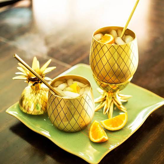 PINEAPPLE GOLD STAINLESS STEEL GLASS (9462)