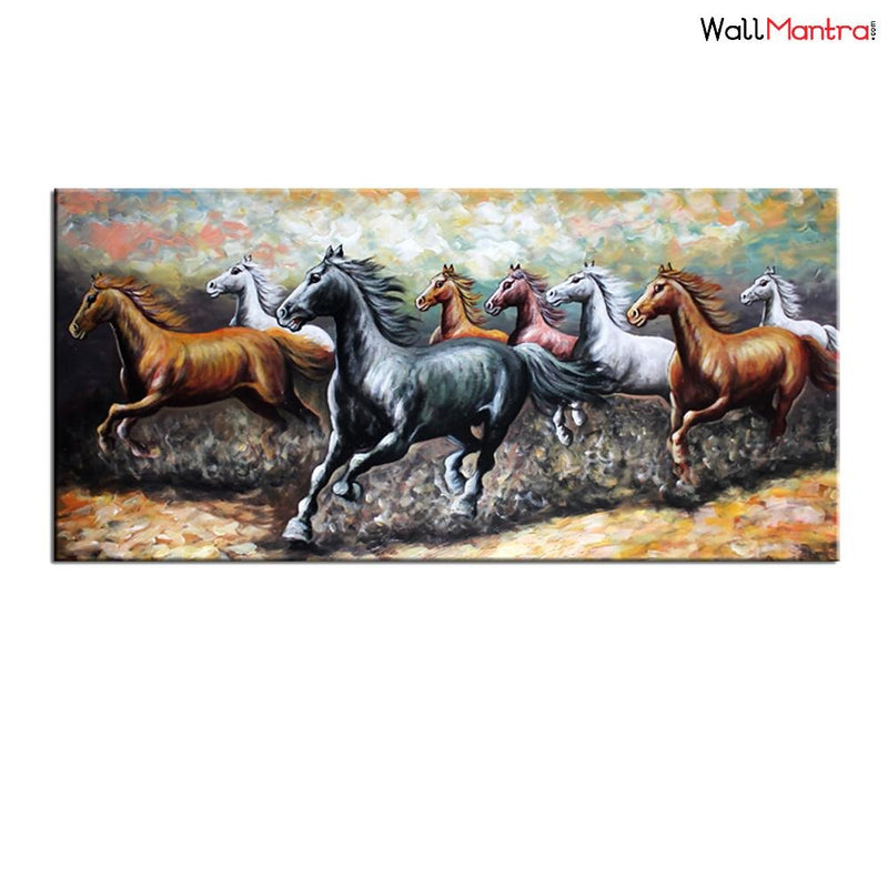 Stylish Running Horses Canvas Big Panoramic Wall Painting