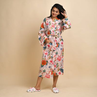 MULTI-COLOUR PURE COTTON BATHROBE