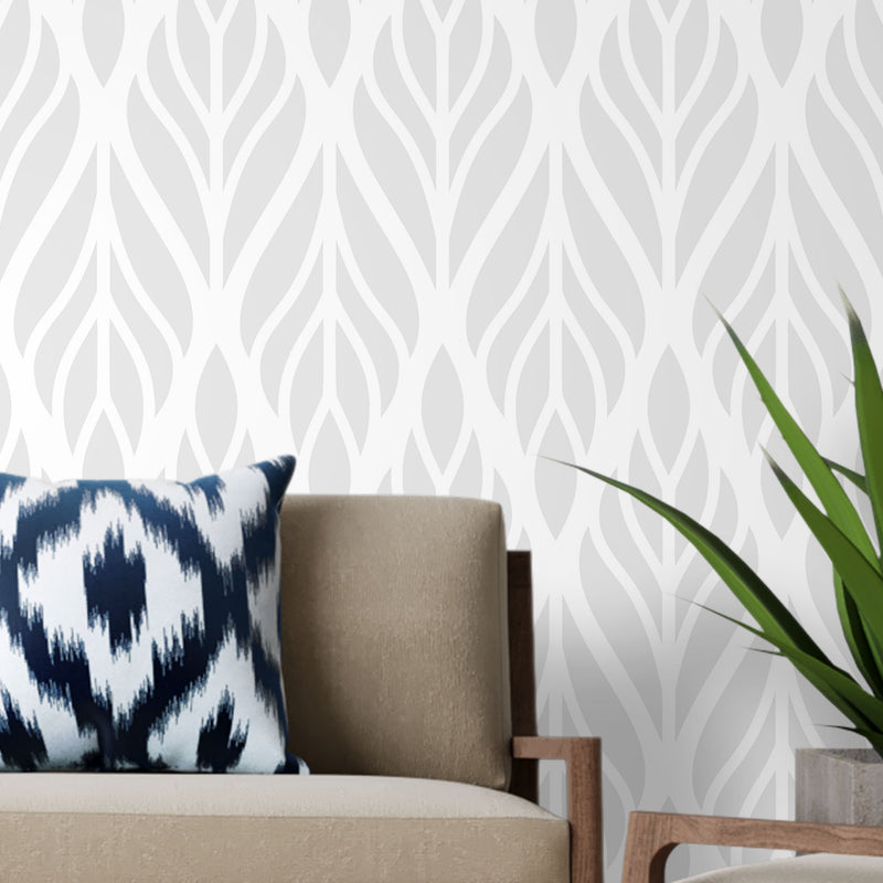 Gray leaf geometric – Mural Wallpaper, PVC Free, Non-Toxic