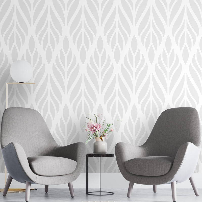 Gray leaf geometric – Mural Wallpaper, PVC Free, Non-Toxic