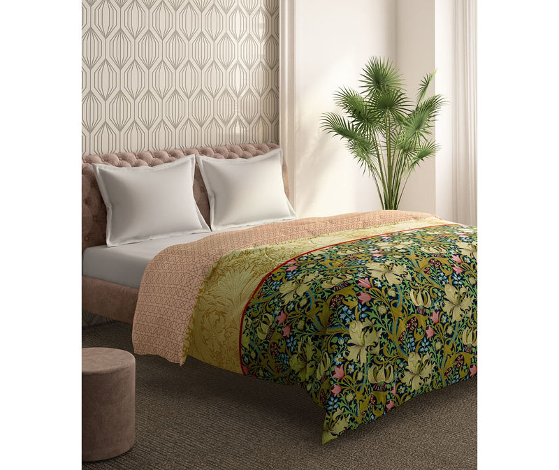 Traditional Floral Print King Size Comforter (100% Cotton, Reversible)