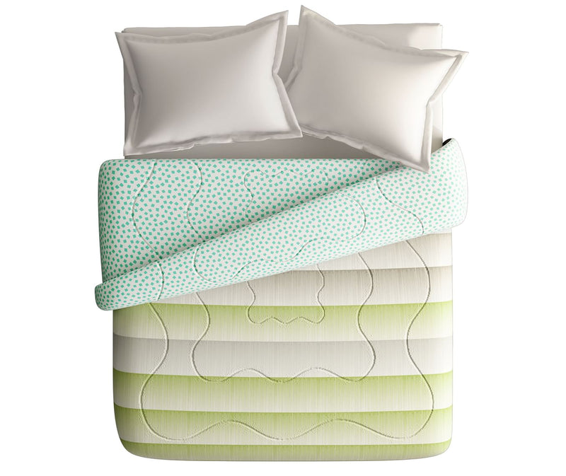 Intricate Lime & Black Striped Double Size Comforter (100% Cotton, Reversible)