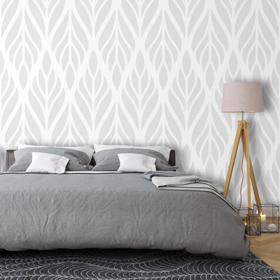 Gray leaf geometric – Mural Wallpaper, PVC Free, Non-Toxic