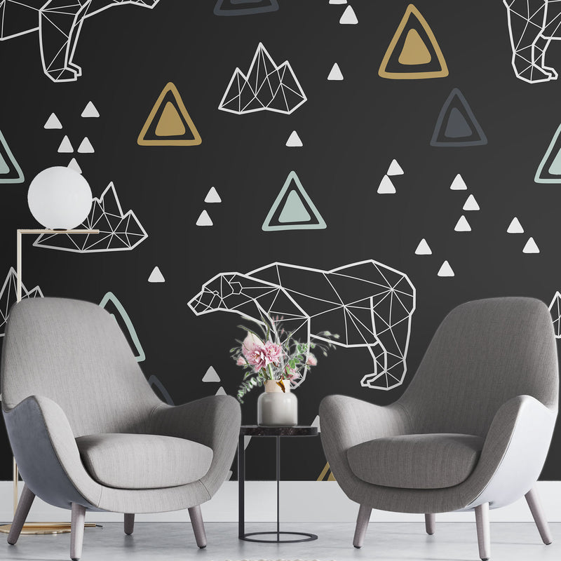 Gray small triangles geometric – Mural Wallpaper, PVC Free, Non-Toxic