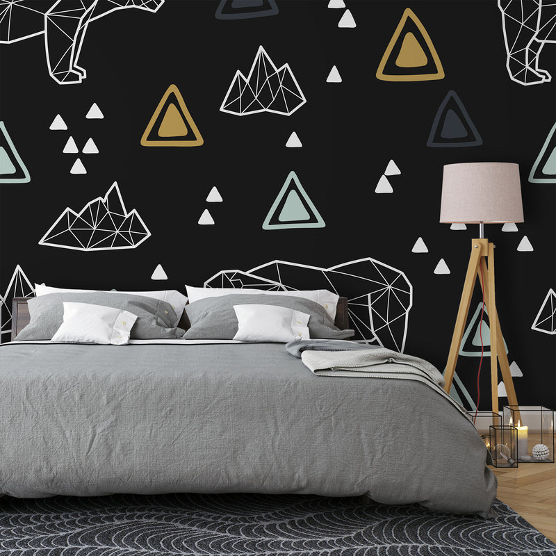 Gray small triangles geometric – Mural Wallpaper, PVC Free, Non-Toxic