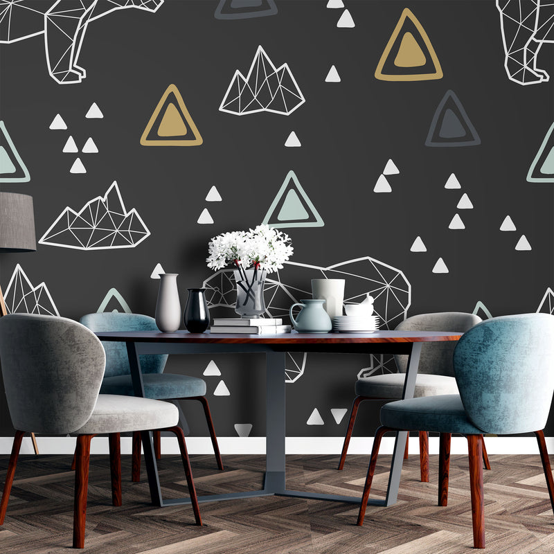 Gray small triangles geometric – Mural Wallpaper, PVC Free, Non-Toxic