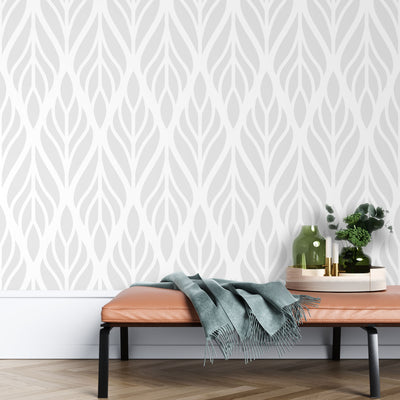 Gray leaf geometric – Mural Wallpaper, PVC Free, Non-Toxic