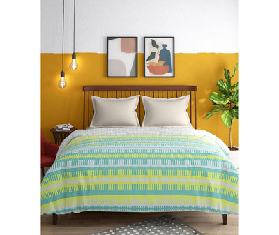 Teal & Lime Trendy Print King Size Comforter, Extra Fluffy For Extreme Winters (100% Cotton, Reversible)