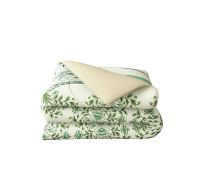 Soft Pastel Green Floral Print Single Size Comforter (100% Cotton, Reversible)