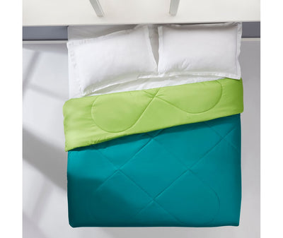 Teal & Apple Green Single Size Comforter (100% Cotton, Reversible)