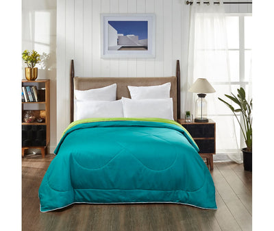 Teal & Apple Green Single Size Comforter (100% Cotton, Reversible)