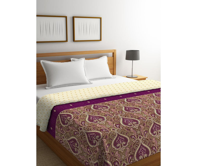 Quintessential Multi-Coloured Motif Print Double Size Comforter (100% Cotton, Reversible)