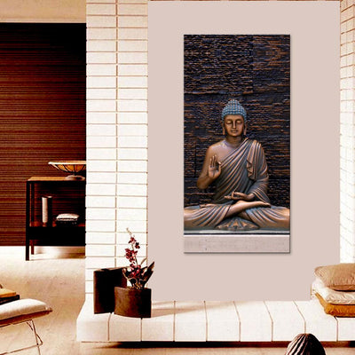 Wall Painting of Peaceful Gautam Buddha Canvas Printed