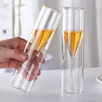 Glass in Glass | Set of 2 | 200ml | Weight Each 240 GMS | Double Walled Flute Glass | Spark (9462)ling Wine Glass | Unique | Champagne Gift Set(9462)