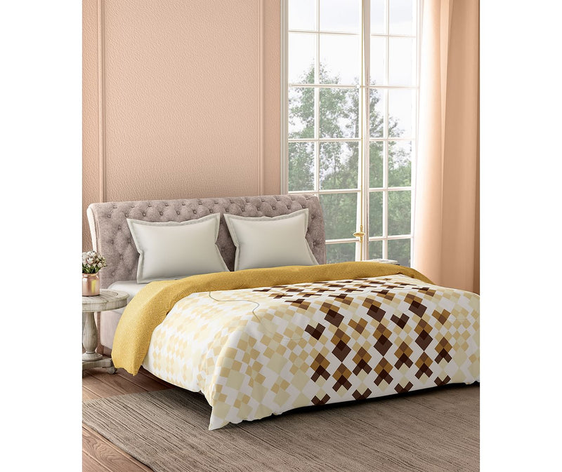 Geometric Abstract Print Reversible Comforter (100% Cotton, Queen Size)