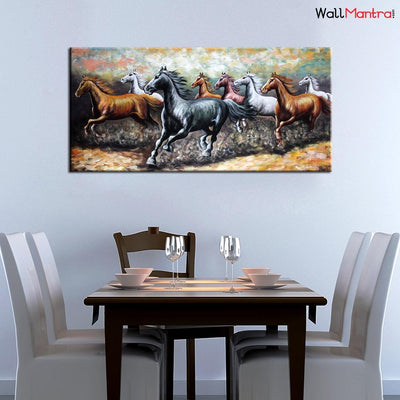 Stylish Running Horses Canvas Big Panoramic Wall Painting