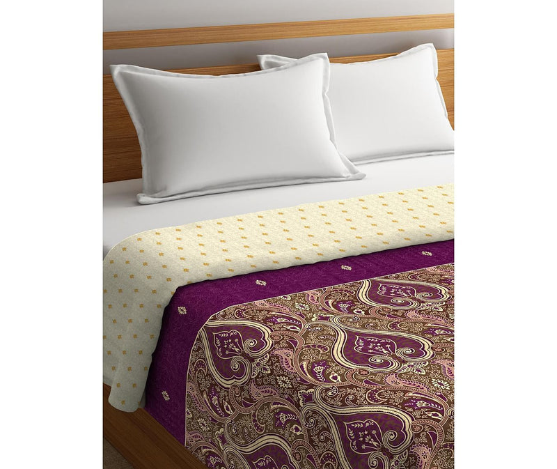 Quintessential Multi-Coloured Motif Print Double Size Comforter (100% Cotton, Reversible)