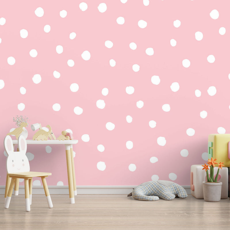 White dotted cute pink nursery