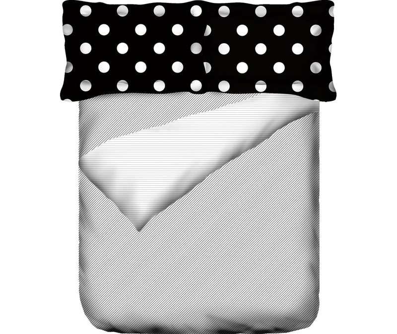 White & Black Diagonal Striped Double Size Comforter (100% Nature Based, Reversible)