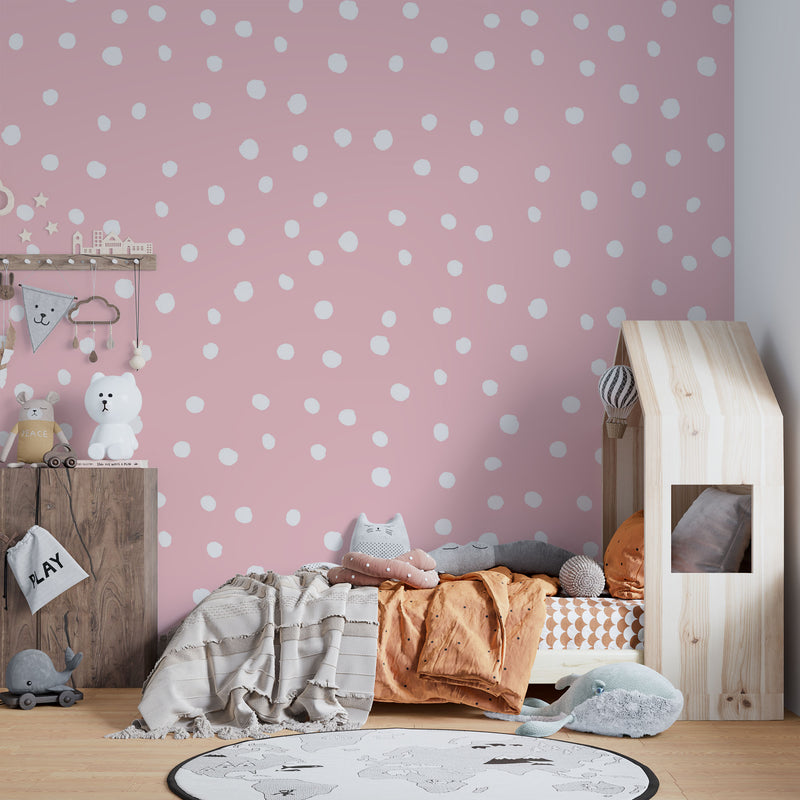 White dotted cute pink nursery