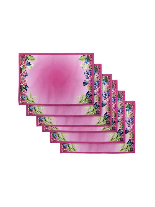 Pink Cotton Dining Table Mats/Place Mats – Set of 6