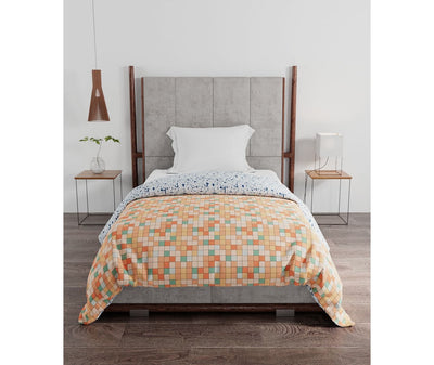 Multicoloured Checkered Print Single Size Comforter (100% Cotton, Reversible)