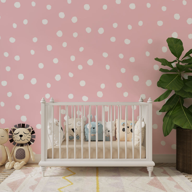 White dotted cute pink nursery