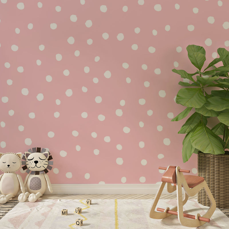 White dotted cute pink nursery