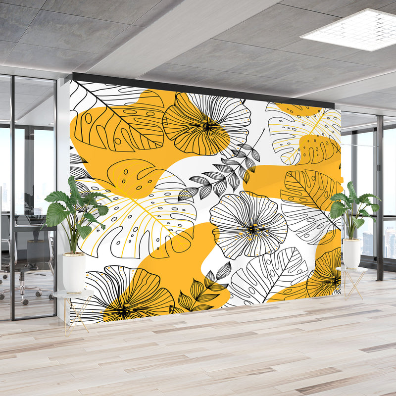 Seamless line drawing floral – Mural Wallpaper, PVC Free, Non-Toxic