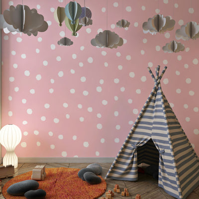 White dotted cute pink nursery