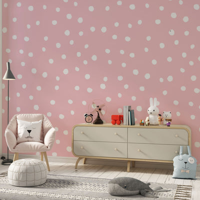 White dotted cute pink nursery