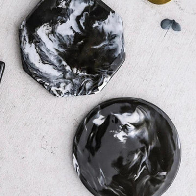 Black Marble Design Coasters - Set of 6