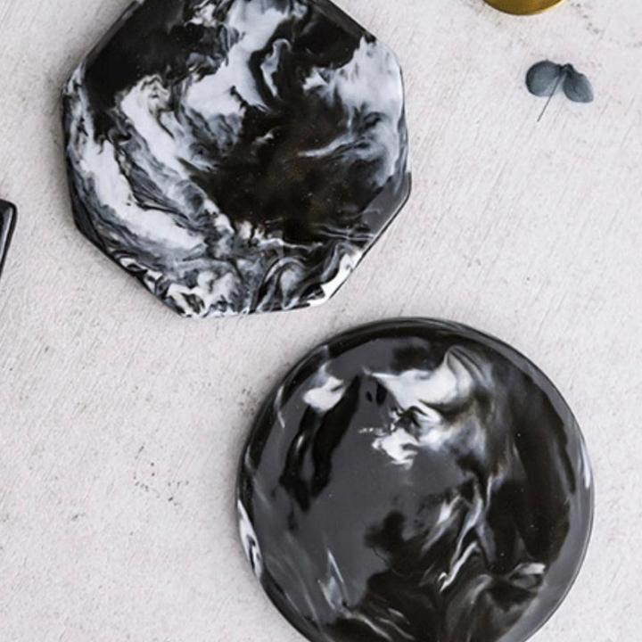 Black Marble Design Coasters - Set of 6