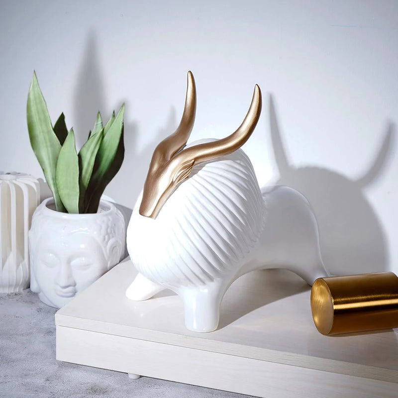 Golden Horned Yak Table Accent(9462)