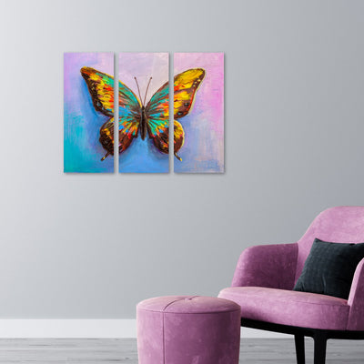 Multi Hued Butterfly Wall Canvas