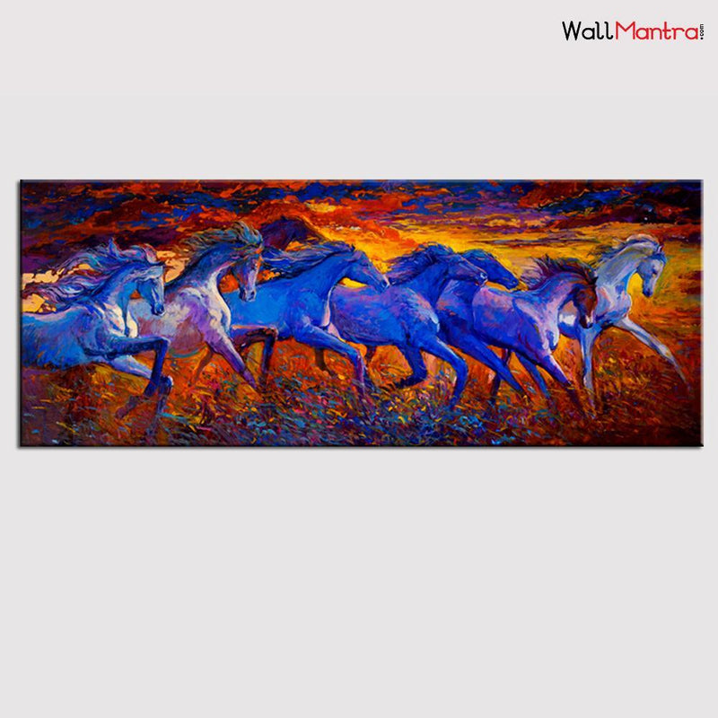 wallmantra Big Panoramic Running Horses Abstract Design Canvas