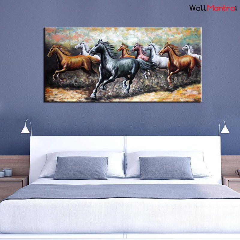 Stylish Running Horses Canvas Big Panoramic Wall Painting