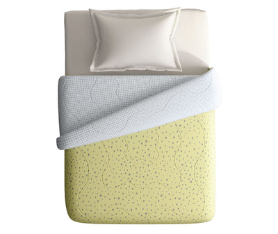 Muted Yellow Abstract & Fun Print Single Size Comforter (100% Cotton, Reversible)