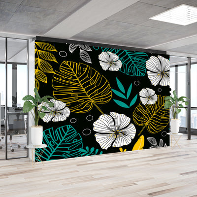 Monstera in black background – Mural Wallpaper, PVC Free, Non-Toxic