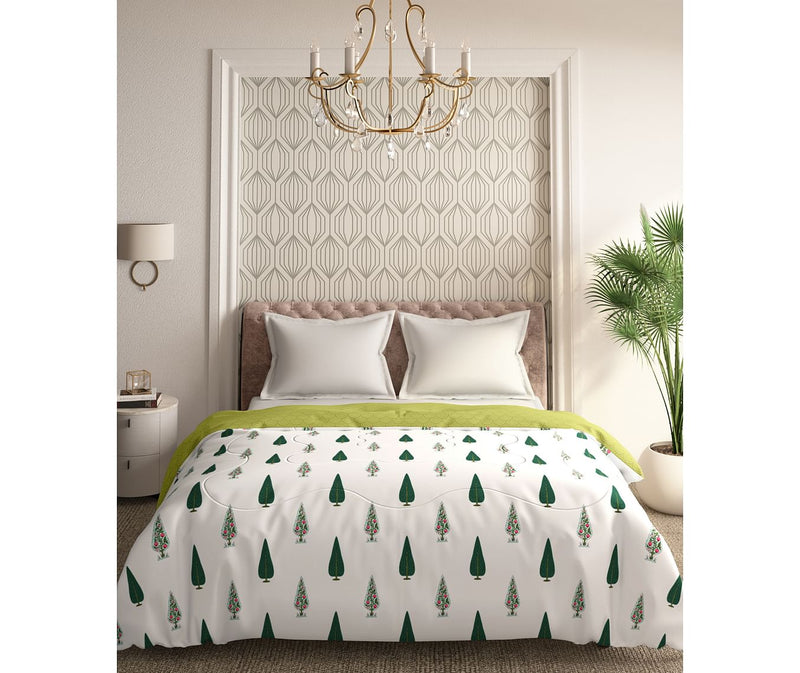 Traditional Leaf Print Double Size Comforter (100% Cotton, Reversible)