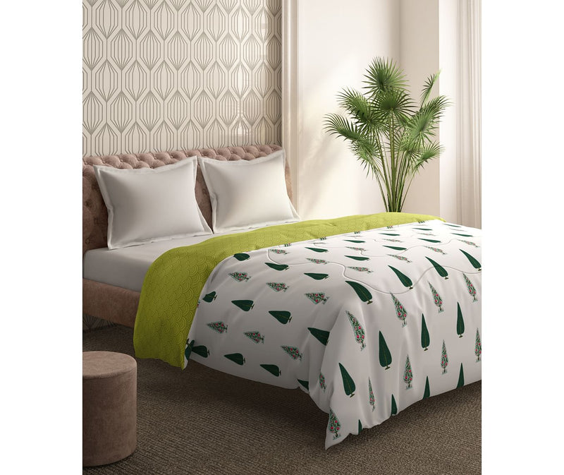 Traditional Leaf Print Double Size Comforter (100% Cotton, Reversible)