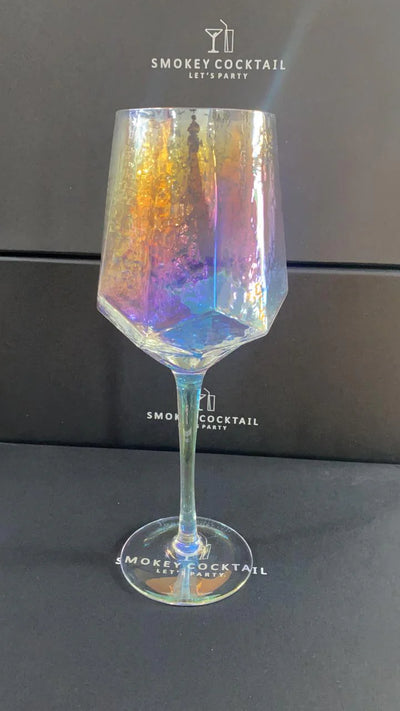 RAINBOW HEXAGONAL STEM GLASS - SET OF 2 (9462)