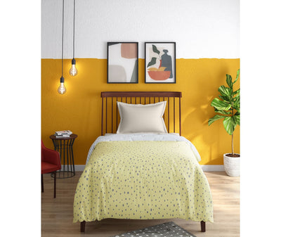 Muted Yellow Abstract & Fun Print Single Size Comforter (100% Cotton, Reversible)