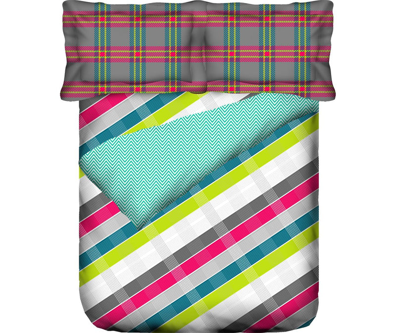 Striped Pattern Multi-Coloured Double Size Comforter (100% Cotton, Reversible)