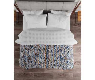 Shades Of Grey & Blue, Abstract Print King Size Comforter (100% Cotton, Reversible)