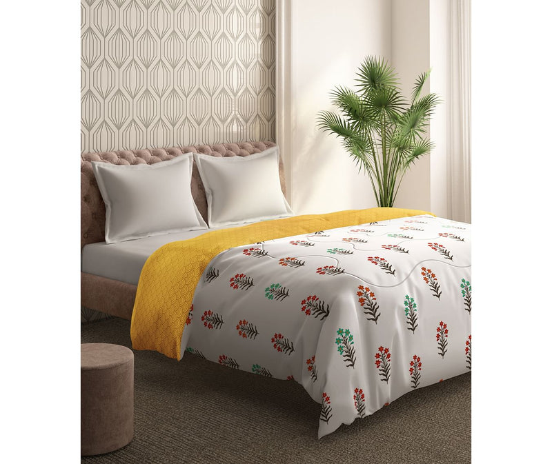 Traditional Floral Print Double Size Comforter (100% Cotton, Reversible)