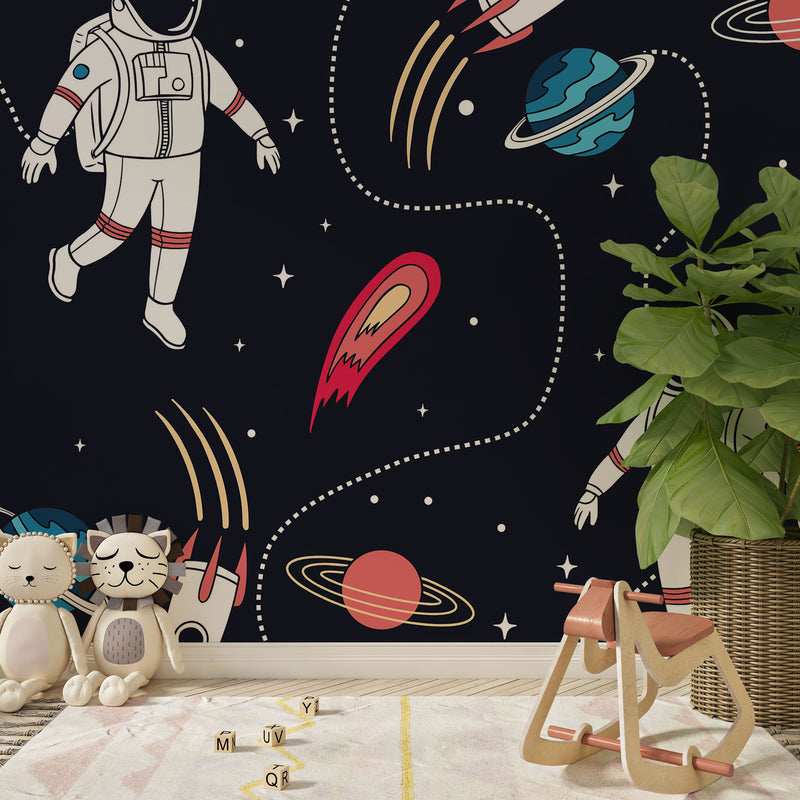 Kids astronauts and space elements